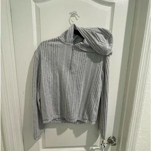 Gray fleece jogger set.